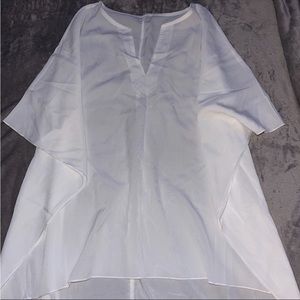 Summer beach white see through oversized short sleeve top